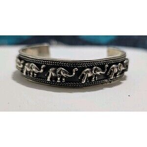 Elephant 925 Silver Cuff Bracelet